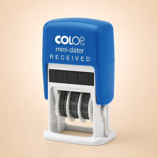 COLOP S160/L1 RECEIVED Mini Dater Stamp | Blue/Red 2 Colour | 105241