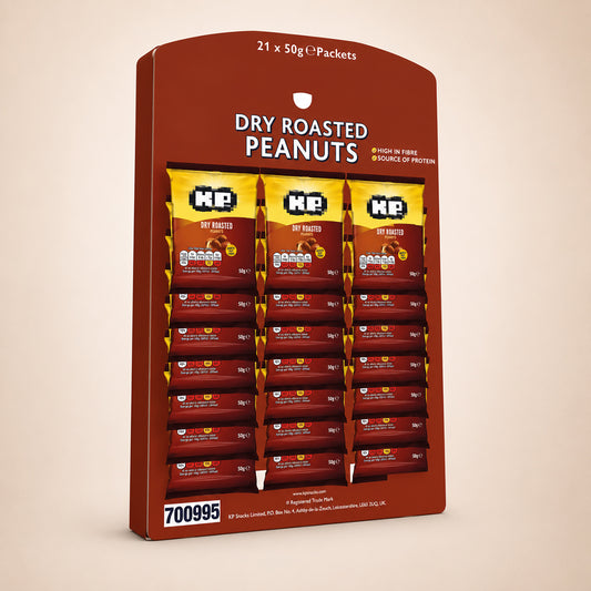 KP Pub Nuts Card - 21 Bags Dry Roasted Peanuts Card (50g of Each Pack)