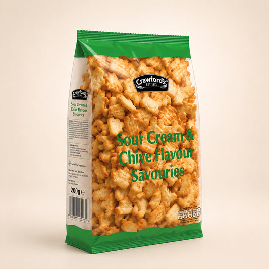 CRAWFORD'S Sour Cream & Chive Flavour Savouries 250g, Snack Biscuits (Pack of 4)