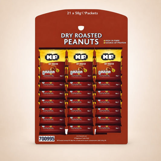 KP Pub Nuts Card - 21 Bags Dry Roasted Peanuts Card (50g of Each Pack)