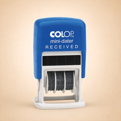 COLOP S160/L1 RECEIVED Mini Dater Stamp | Blue/Red 2 Colour | 105241