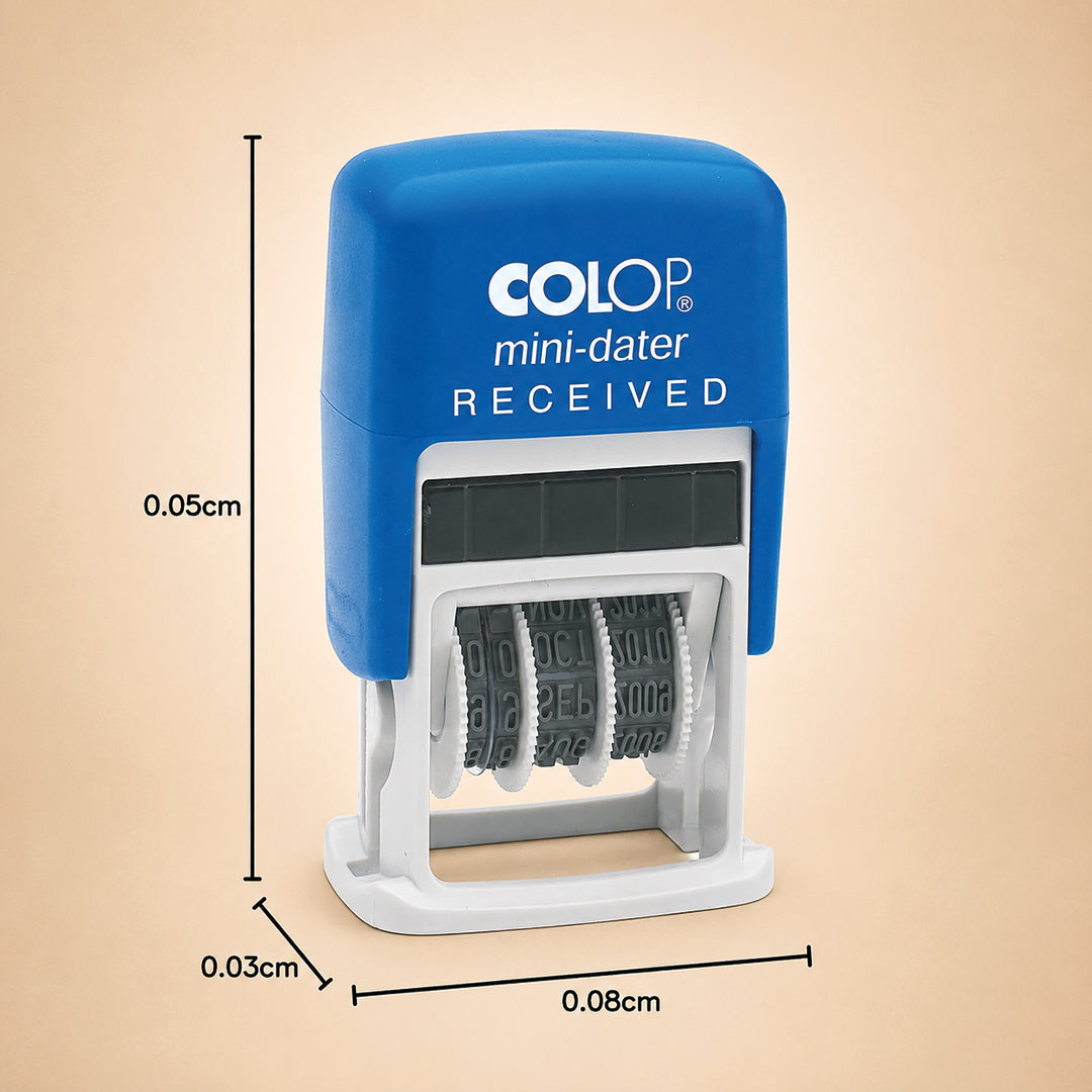 COLOP S160/L1 RECEIVED Mini Dater Stamp | Blue/Red 2 Colour | 105241