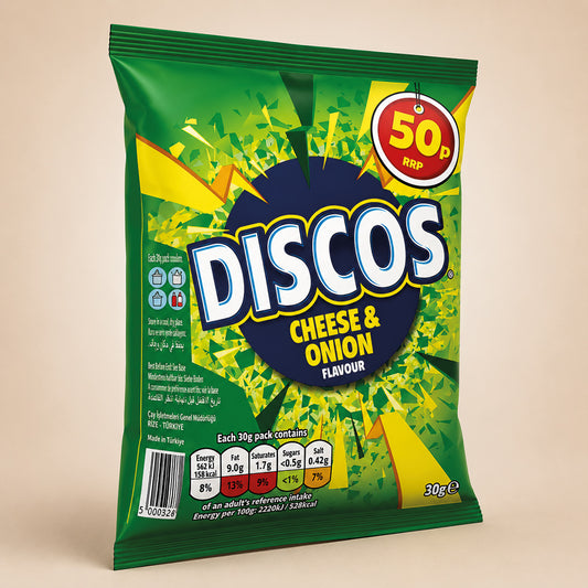 Discos Cheese & Onion Flavour 30g - Box of 30