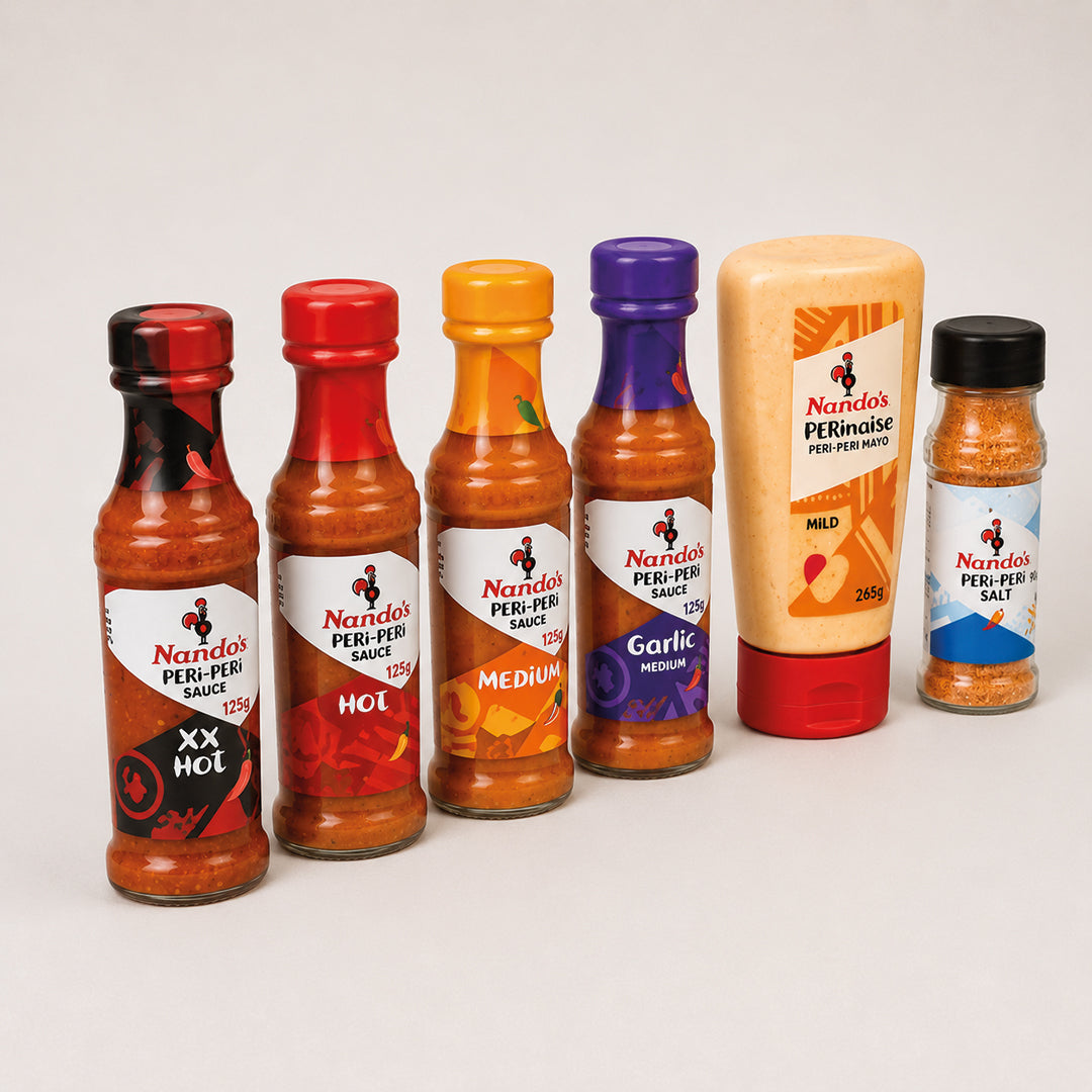 Peri-Peri Salt + Perinaise + 4 Assorted Multi-Flavours Nando's Sauce 125g