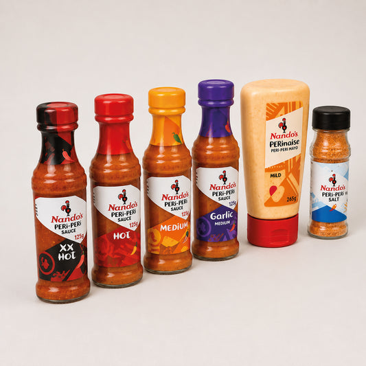 Peri-Peri Salt + Perinaise + 4 Assorted Multi-Flavours Nando's Sauce 125g