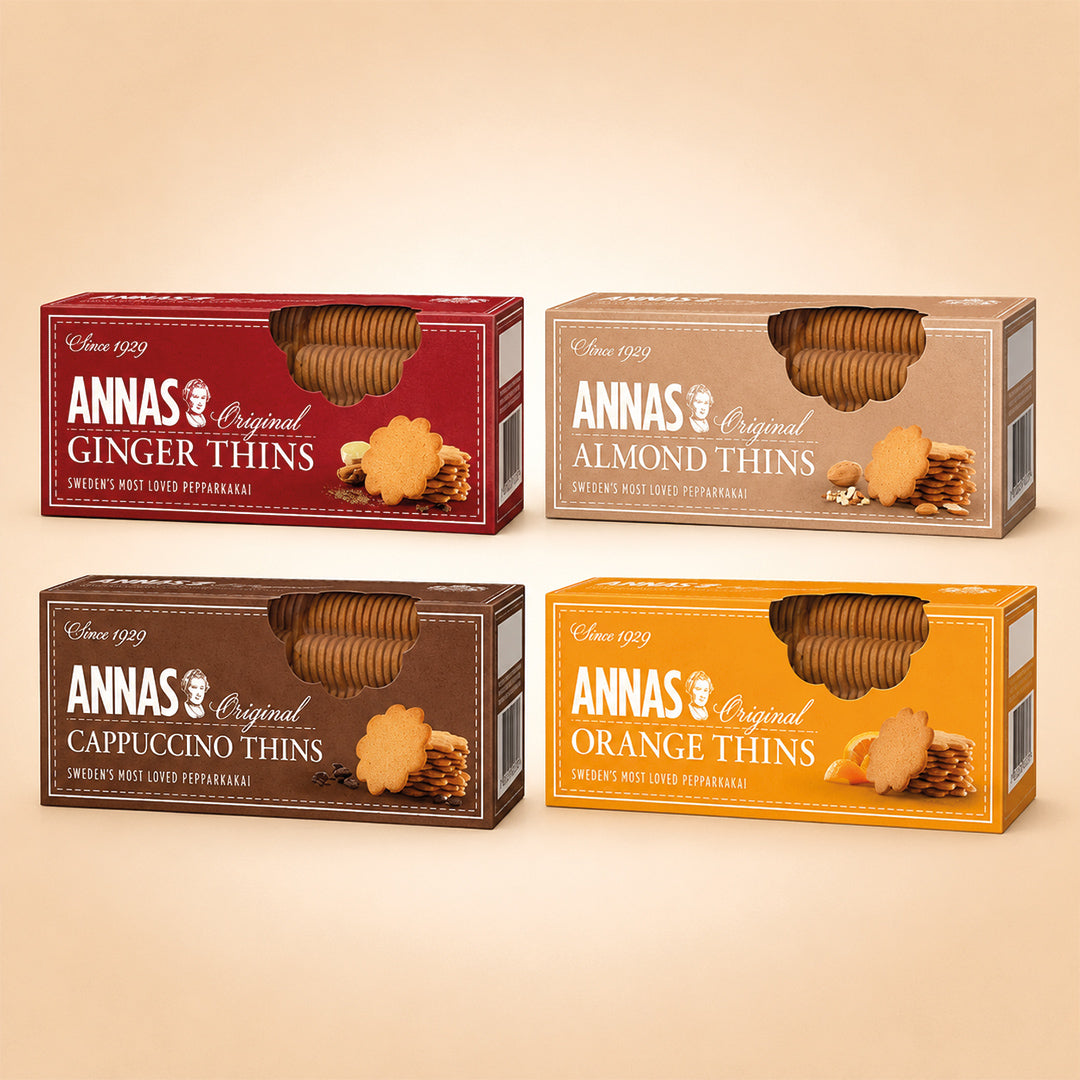 Annas Original Biscuit Selections - Orange, Cappuccino, Ginger & Almond thins