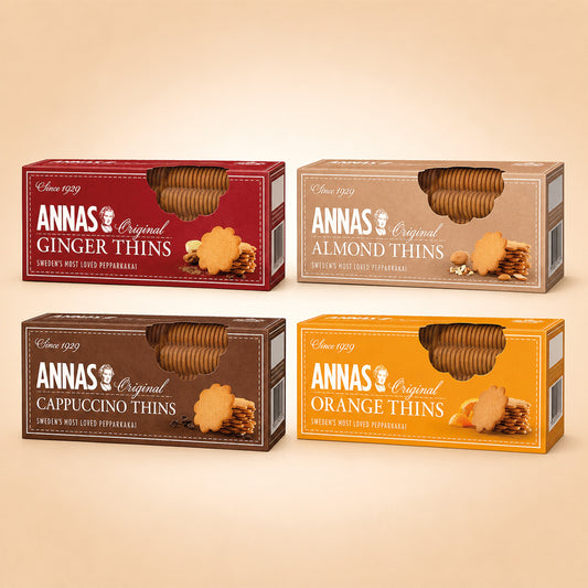 Annas Original Biscuit Selections - Orange, Cappuccino, Ginger & Almond thins