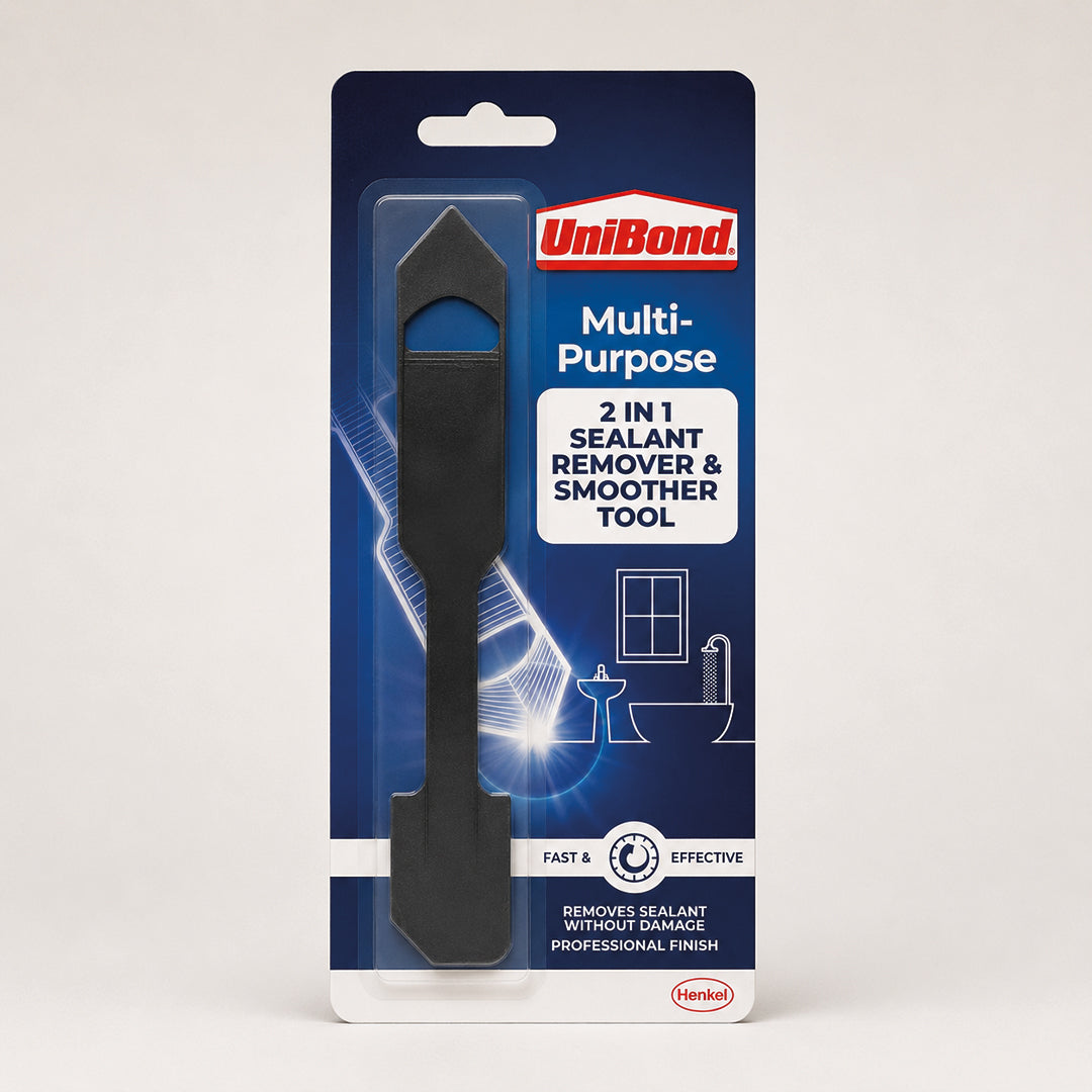 UniBond Sealant Remover and Smoother Tool, Easy-to-Use Sealant Finishing Tool, 2-in-1 Plastic Sealant Tool for Smoothing, Silicone Remover Tool, Black