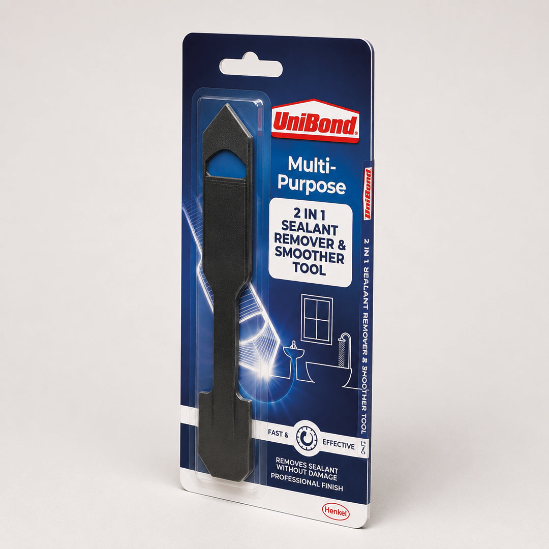 UniBond Sealant Remover and Smoother Tool, Easy-to-Use Sealant Finishing Tool, 2-in-1 Plastic Sealant Tool for Smoothing, Silicone Remover Tool, Black