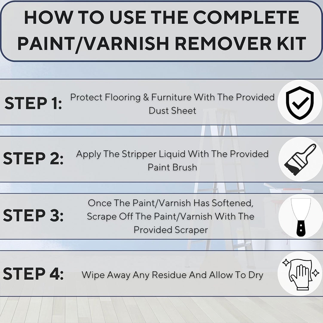Paint Remover Bundle with Bartoline TX10 Paint Stripper/Varnish Stripper (500ml), Paint Scraper Tool, Harris Dust Sheet, MK Paintbrush & Gloves