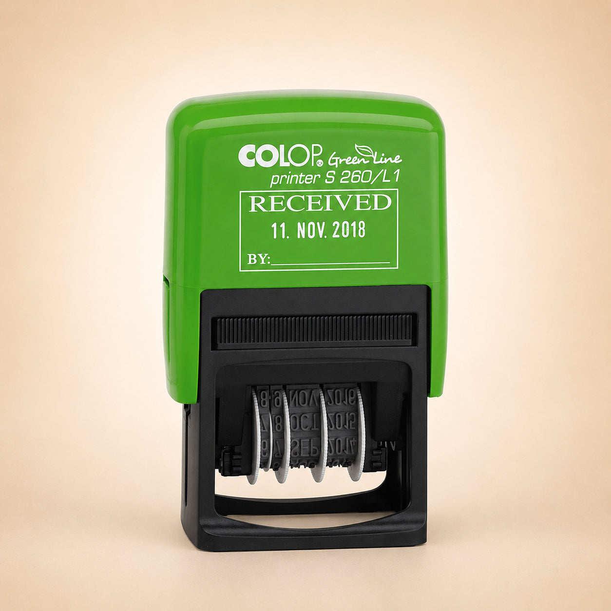 COLOP S260/L1 Green Line RECEIVED Date Stamp | 105639 | Eco-Friendly Text Dat...