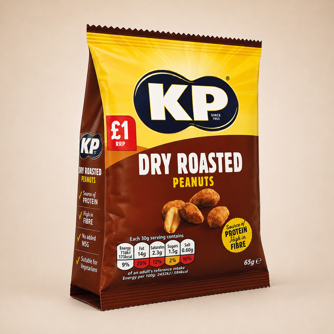 KP Dry Roasted Peanuts 16 x 65g Bags