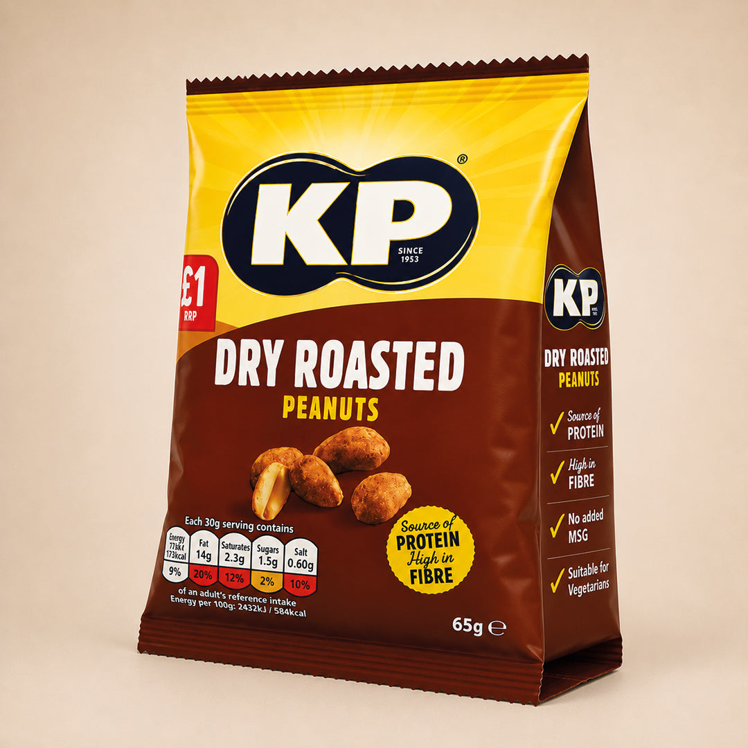KP Dry Roasted Peanuts 16 x 65g Bags