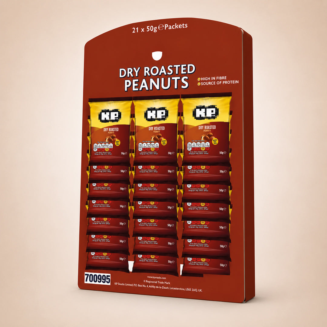 KP Pub Nuts Card - 21 Bags Dry Roasted Peanuts Card (50g of Each Pack)