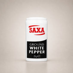 Saxa Ground White Pepper 25g (Pack of 12 x 25g)