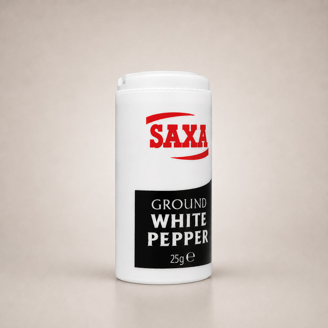 Saxa Ground White Pepper 25g (Pack of 12 x 25g)