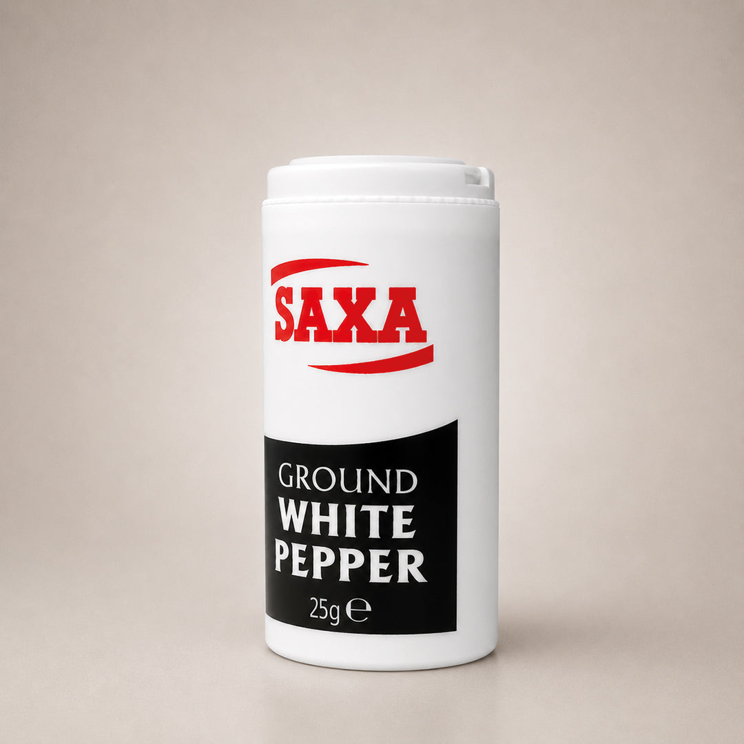 Saxa Ground White Pepper 25g (Pack of 12 x 25g)
