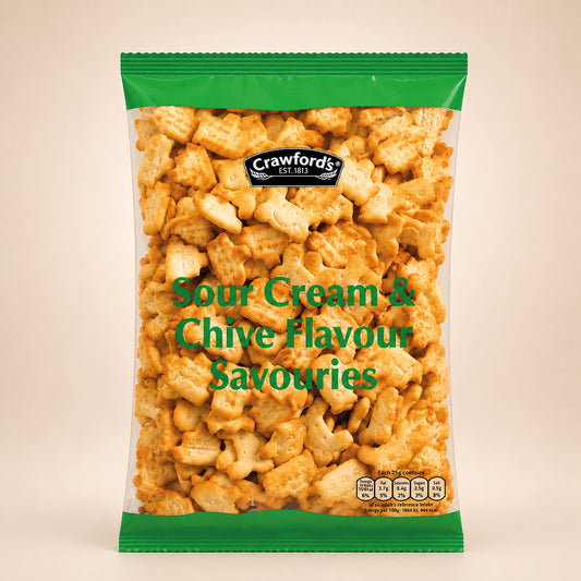 CRAWFORD'S Sour Cream & Chive Flavour Savouries 250g, Snack Biscuits (Pack of 4)