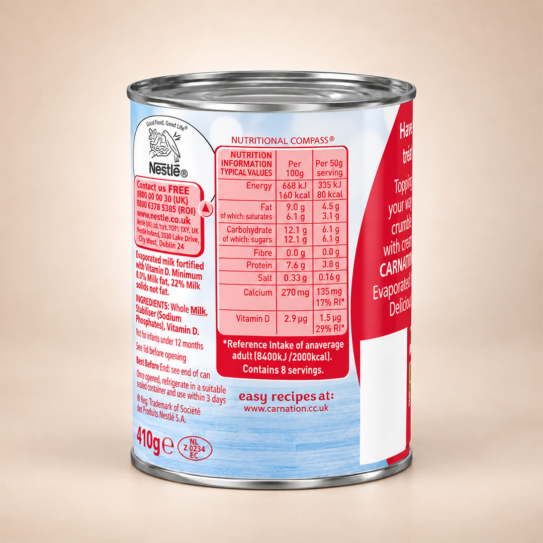 Nestle Carnation Evaporated Milk 410 g (Pack of 12)