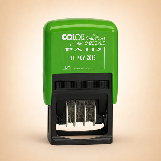 Colop S260/L2 Green Line Text Dater PAID