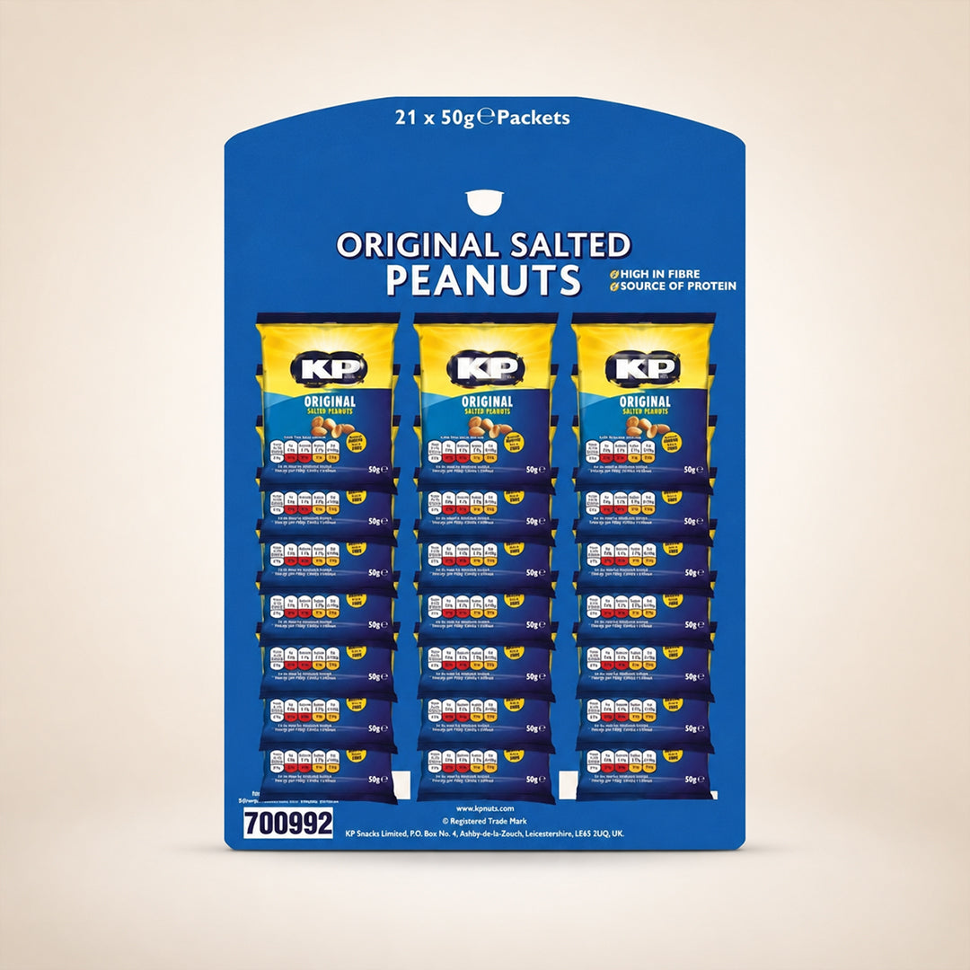 KP Pub Nuts Card - 21 Bags Original Salted Peanuts Card (50g of Each Pack)
