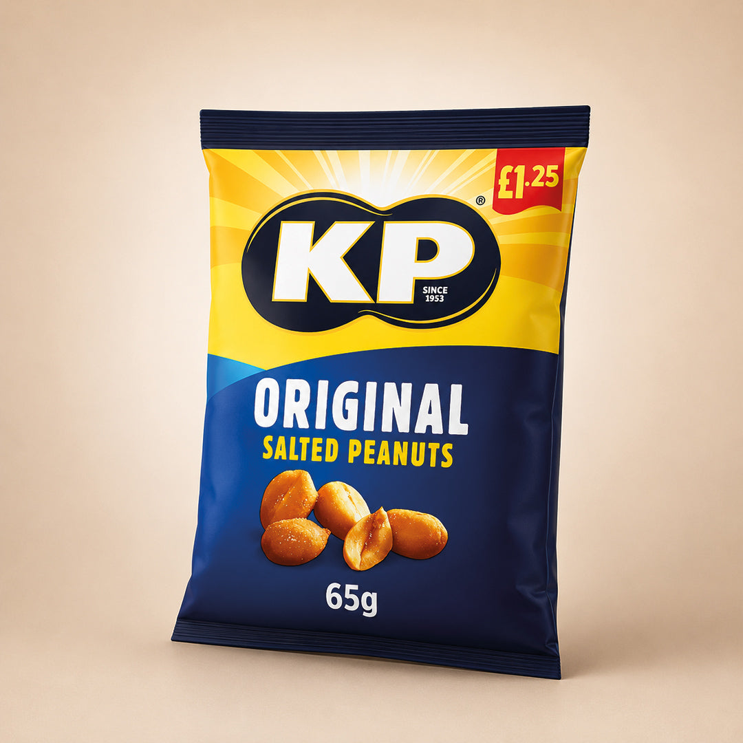 KP Original Salted Peanuts 16 x 65g PMP Bags Source of Protein High in Fibre