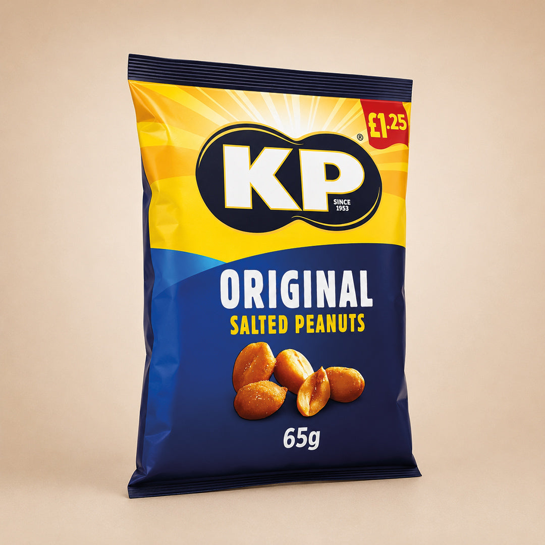 KP Original Salted Peanuts 16 x 65g PMP Bags Source of Protein High in Fibre