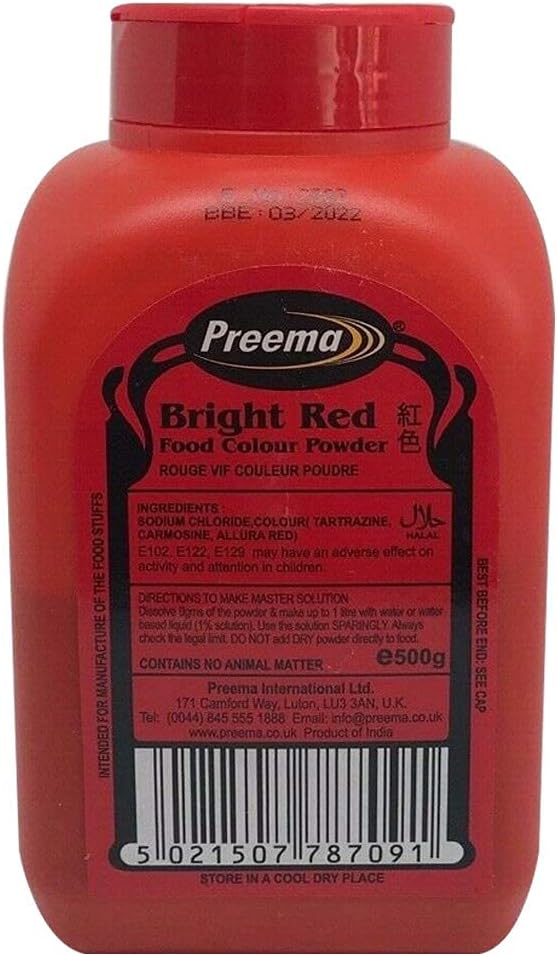Preema Bright Red Food Colour Tubs 500g