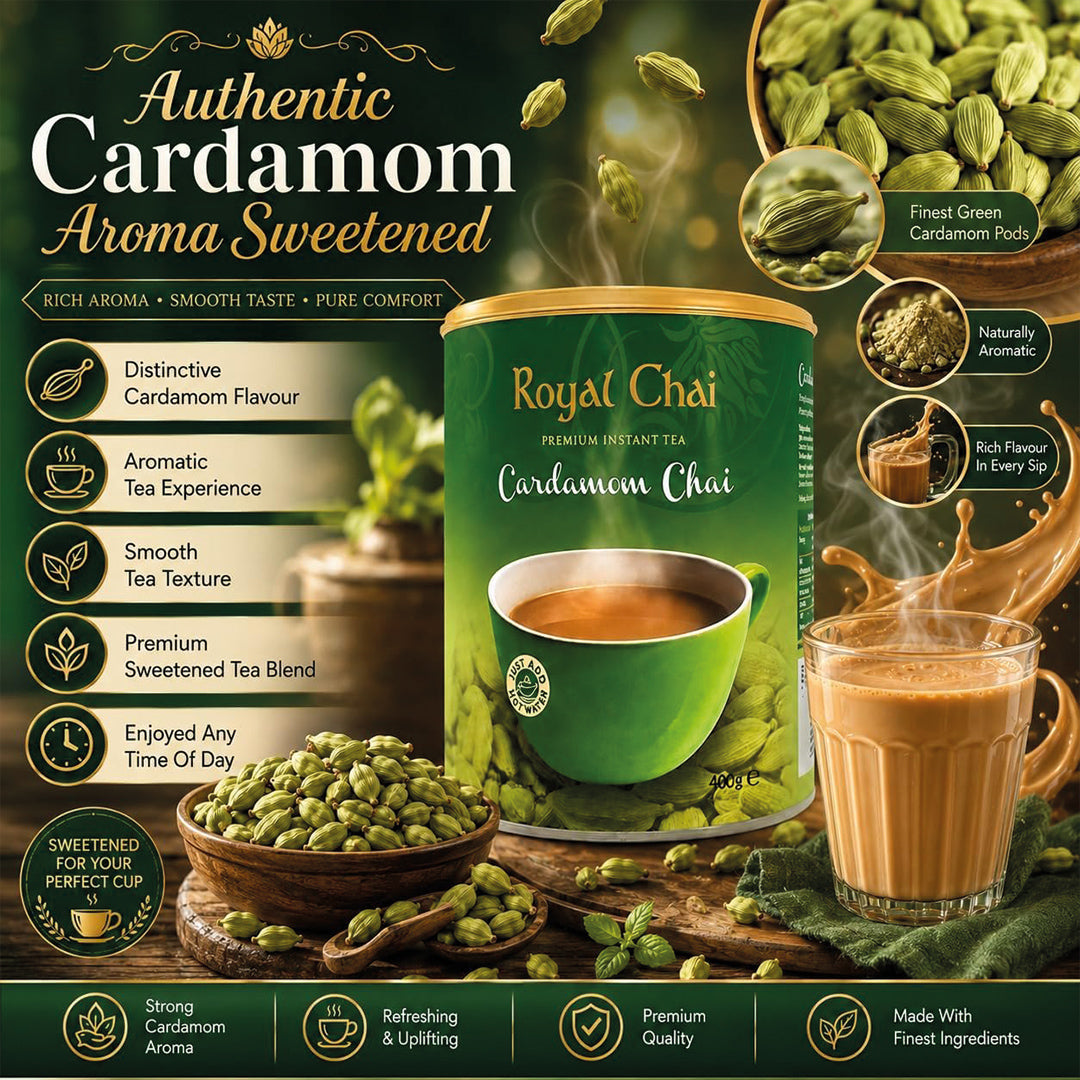 Royal Chai Cardamom (Unsweetened) 180g | Premium Instant Tea