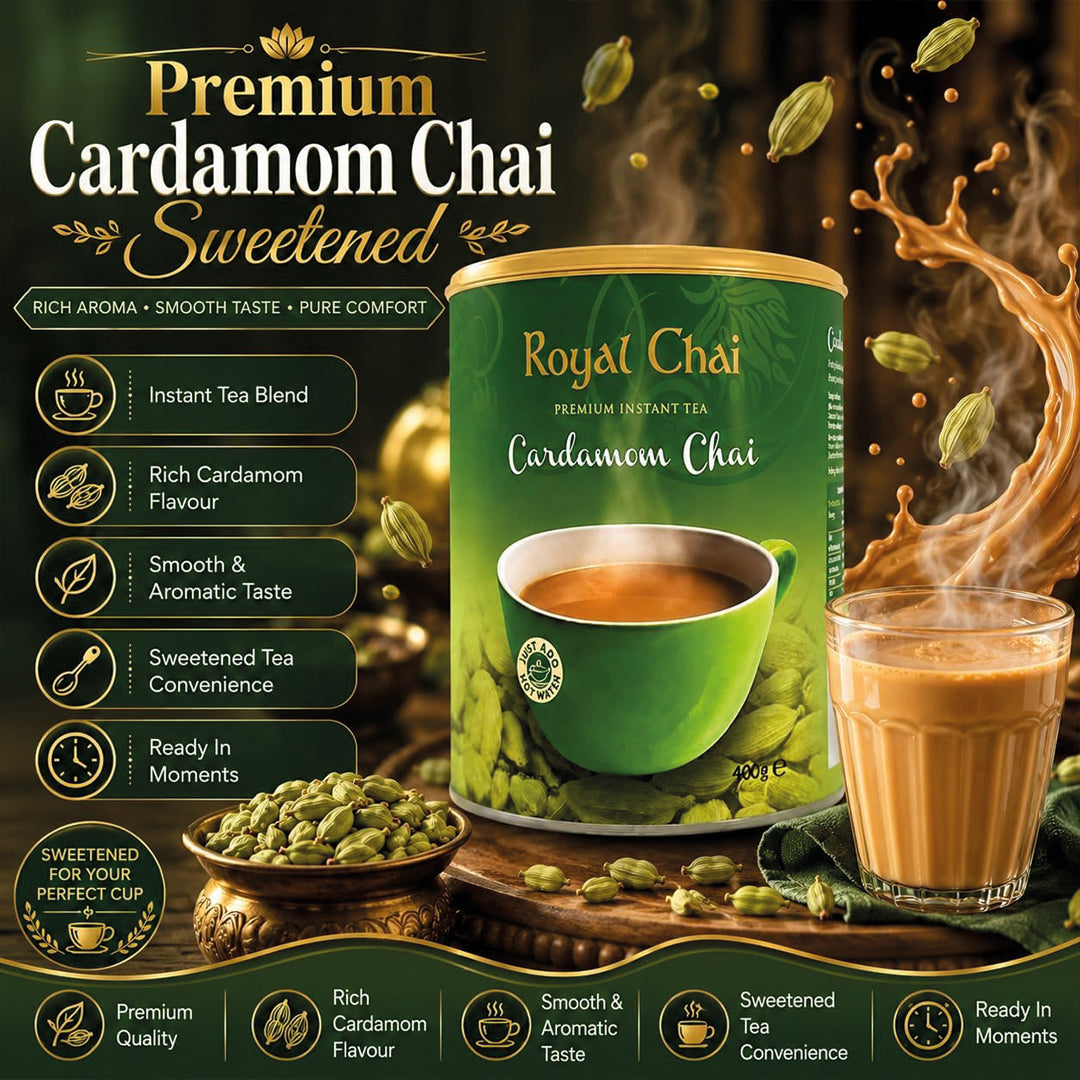Royal Chai Cardamom (Unsweetened) 180g | Premium Instant Tea