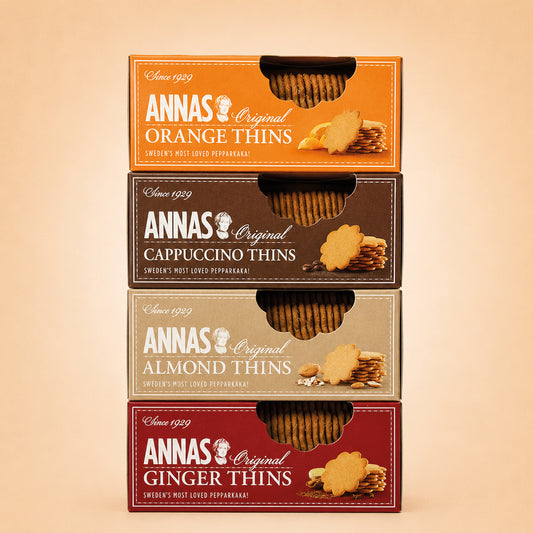Annas Original Biscuit Selections - Orange, Cappuccino, Ginger & Almond thins