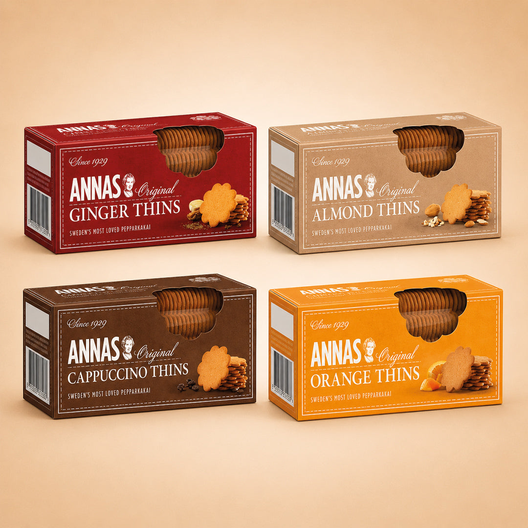 Annas Original Biscuit Selections - Orange, Cappuccino, Ginger & Almond thins